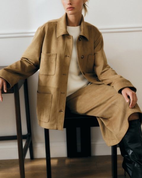 Vegan Suede Shirt Jacket