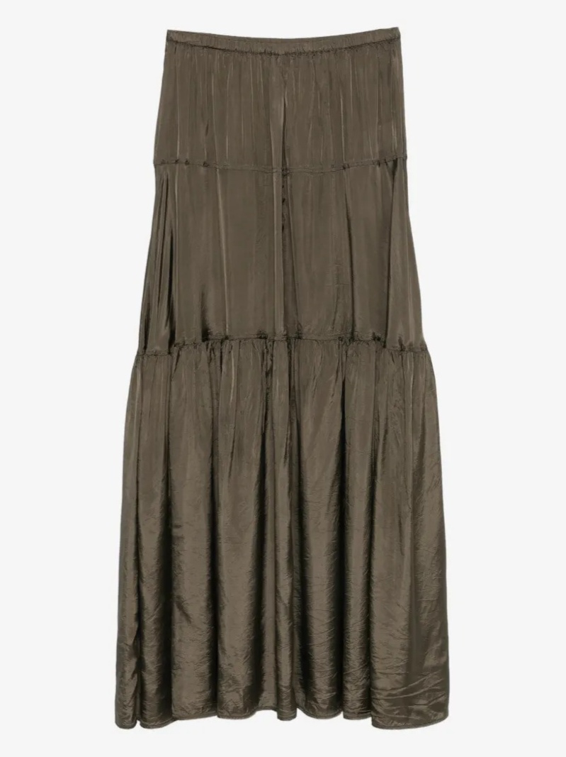 tiered crinkled-finish maxi skirt