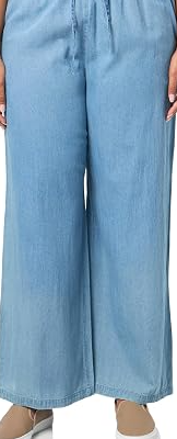 Women's Plus Chambray Drawstring Wide Leg Trouser