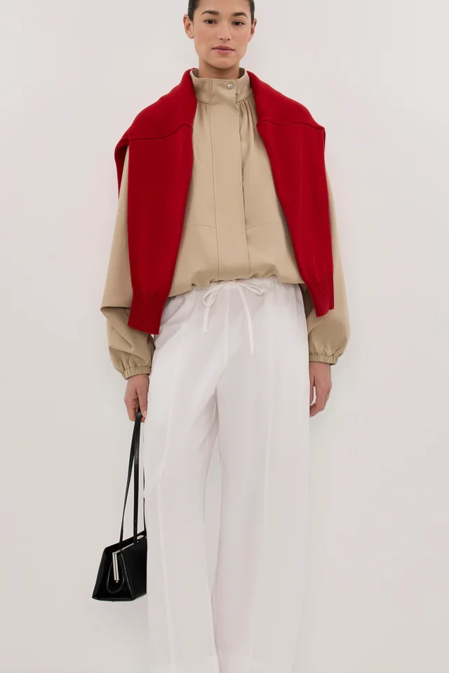 Scout White Cotton Barrel Leg Pant