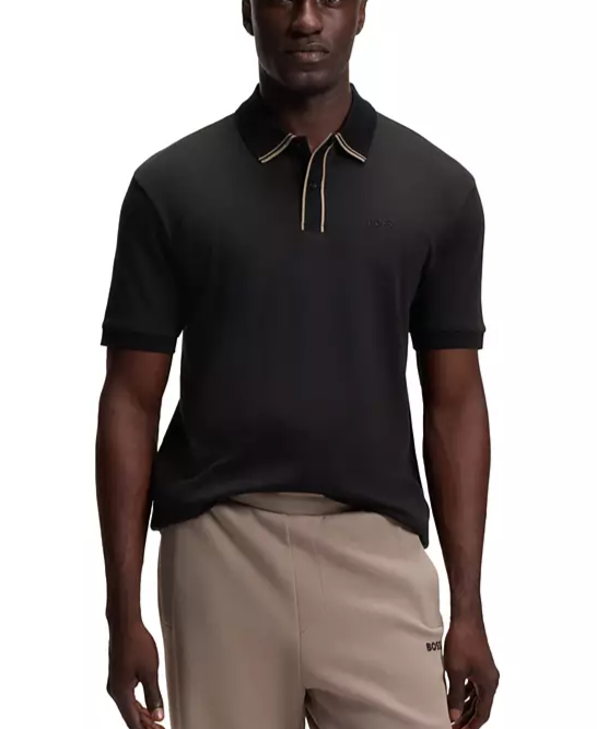 Men's Paddy Interlock-Cotton Striped-Trim Polo Shirt