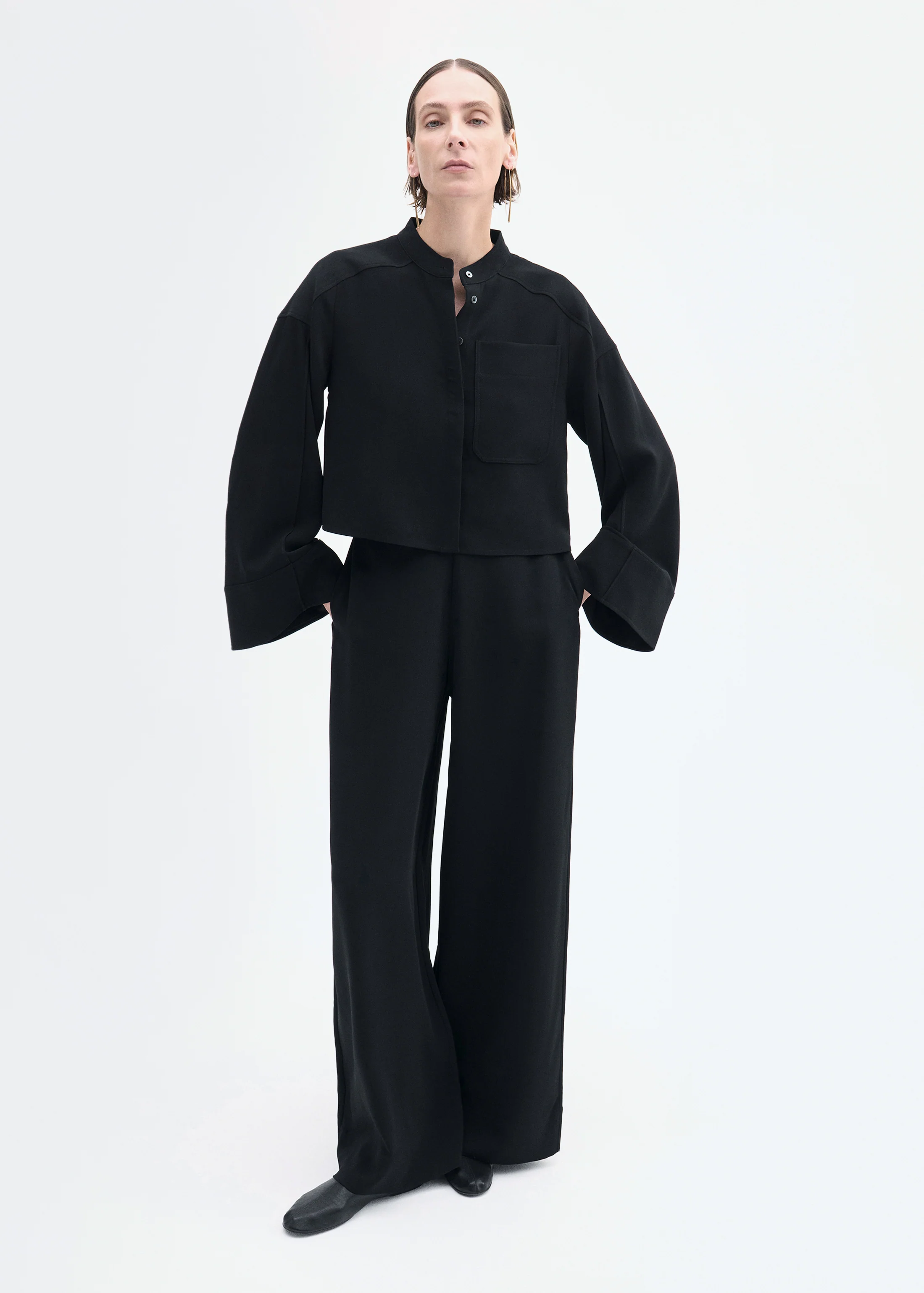 Bell Sleeve Blouse in Crepe