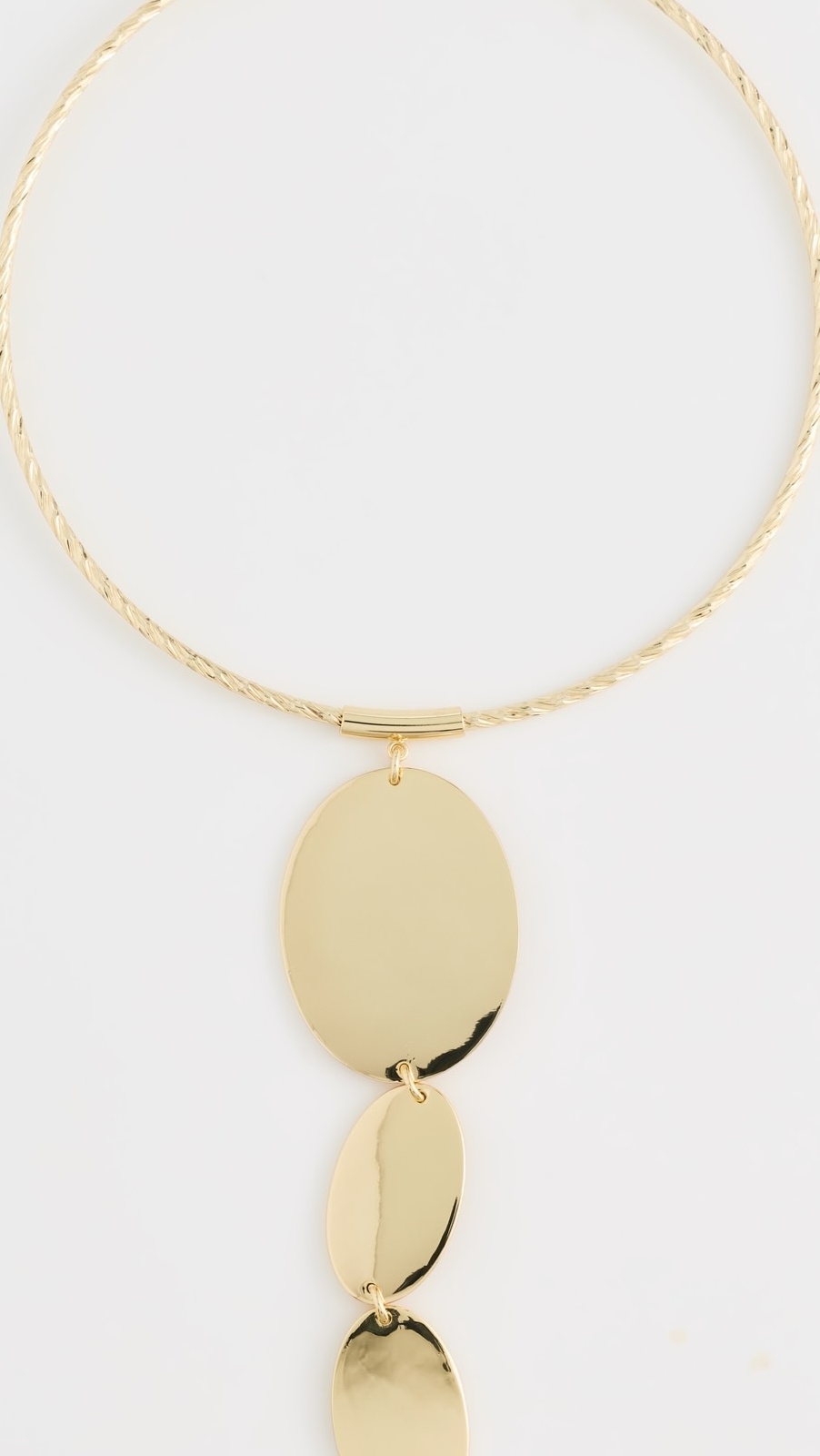 Oval Texture Drop Pendant Necklace