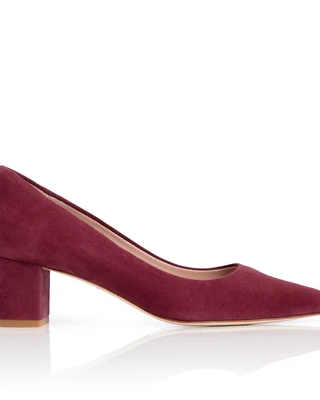 Josie Cherry Suede Low Block Heel
