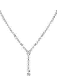 Moissanite Necklace for Women, Graduated Tennis Y Lariat Necklace