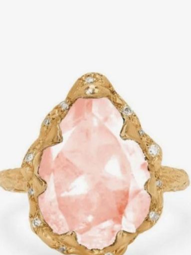 14kt yellow gold Queen Water Drop morganite and diamond ring