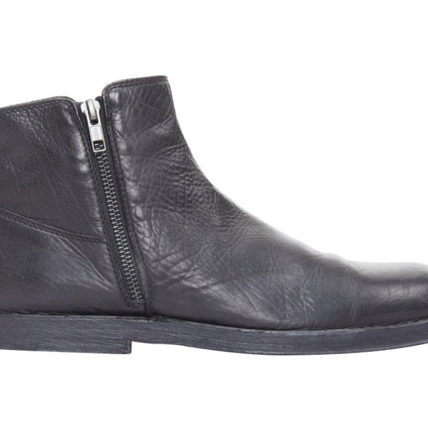 ANN DEMEULEMEESTER black leather double zip flat ankle boots EU40.5