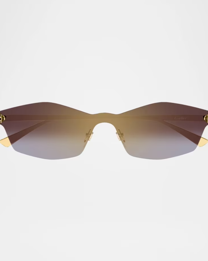 Panthère Classic 24k Gold-Plated Rimless Shield Sunglasses