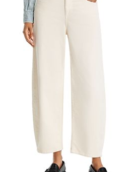 Cotton Blend Corduroy Barrel Jeans in Vintage White Corduroy