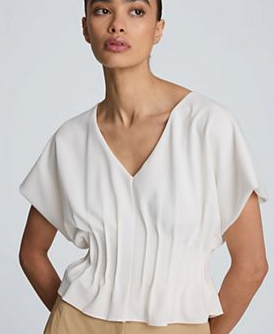 Women's Pleated V-Neck Top