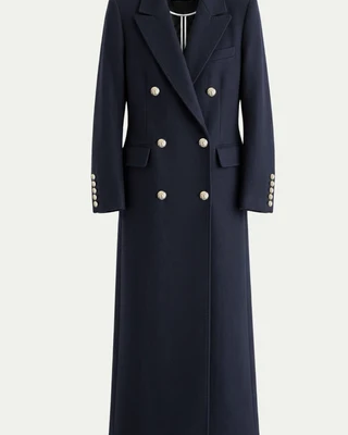 Ingrid Double-Breasted Coat in Deep Navy