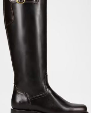 Campus Leather Low Heel Tall Riding Boots