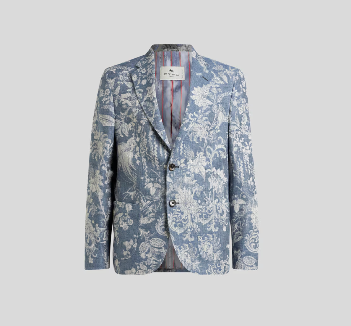 SINGLE-BREASTED COTTON JACQUARD JACKET WITH FLORAL MOTIF