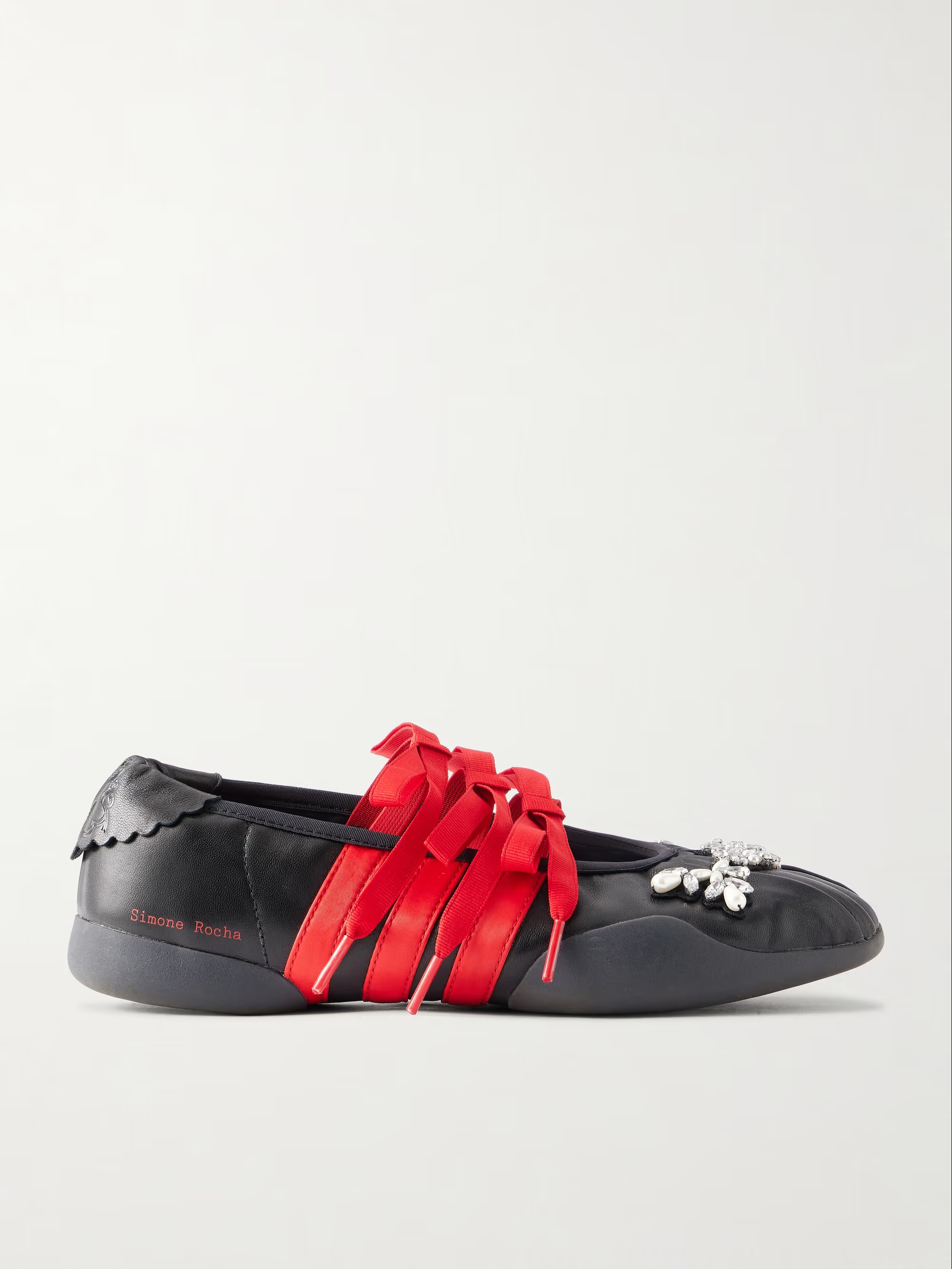+ adidas Originals Taekwondo Ballerina embellished pleated leather flats