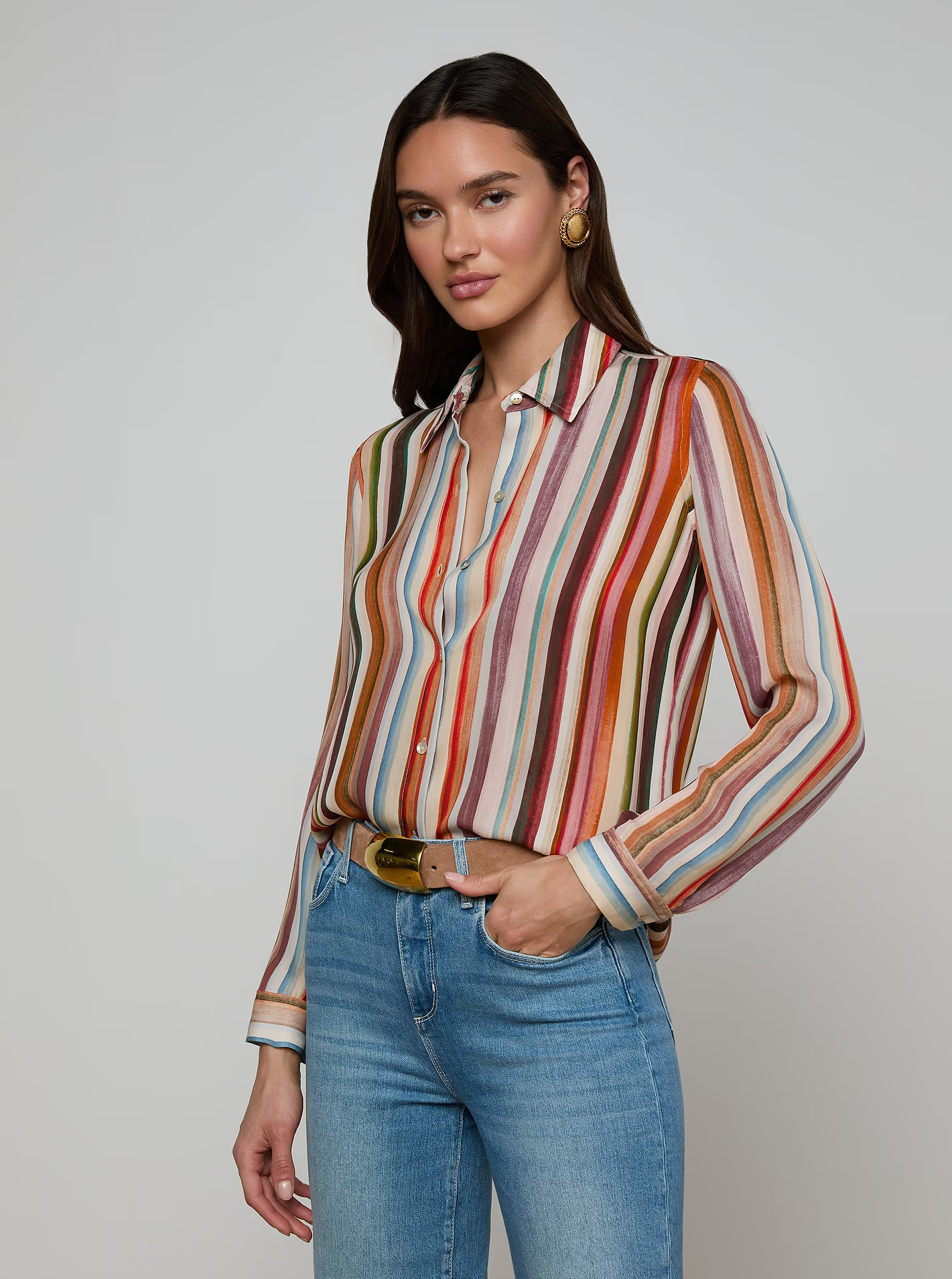 L'AGENCE Nina Silk Blouse