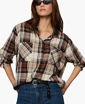 Women's Long-Sleeve Plaid Button-Up Shirt