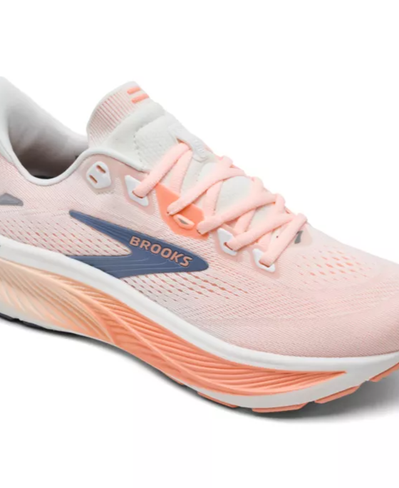 Women's Ghost 18 Running Sneakers from Finish Line - White, Peach, Gray