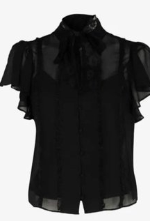 Virelle Lace-Trimmed Pussy-Bow Shirt