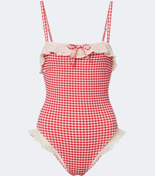 Jacelyn gingham ruffled swimsuit
