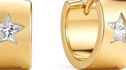 Gold Huggie Hoops Earrings: Small 14k Gold Thick Chunky Hypoallergenic Earring Jewelry for Women