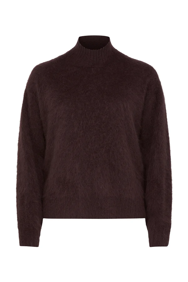 Brushed Cashmere Wool Turtle Neck Jumper - Shiraz