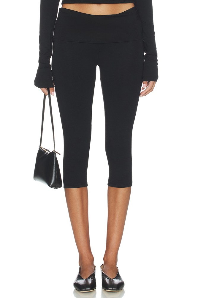 Foldover Capri Legging - Black