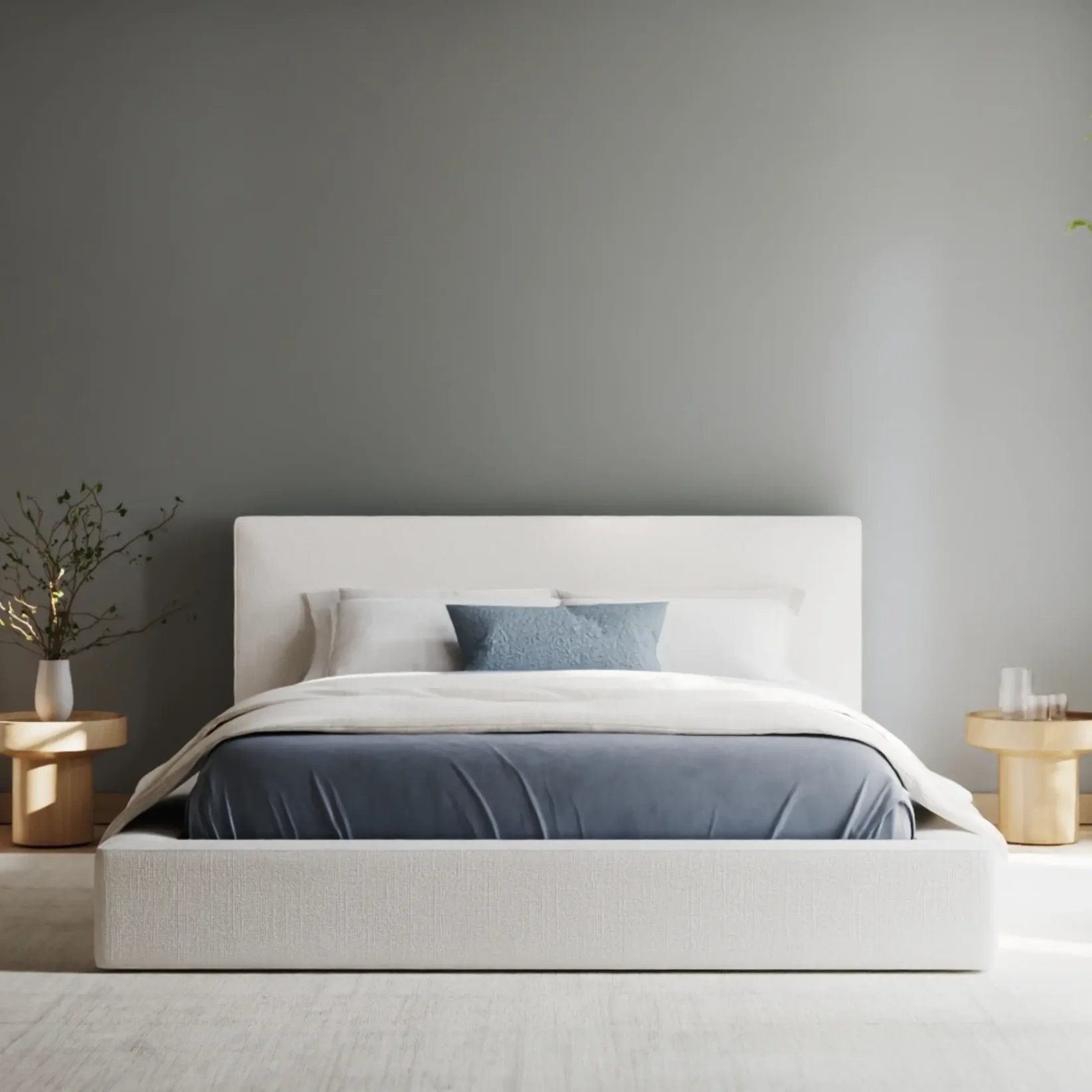 Ultra Bed Set: Bed Frame + Headboard | White