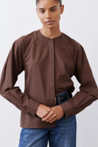 Raglan Button Down Poplin Blouse