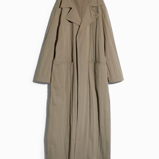 Washed matte nylon trench coat