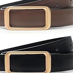 Women's Reversible Genuine Leather Belt Thin Fashion Waist Belts for Jeans Pants Dresses with Buckle