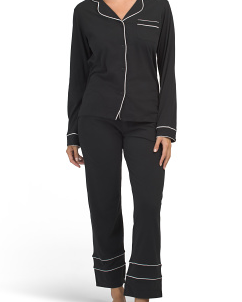 Pima Cotton Long Sleeve Top And Pants Pajama Set