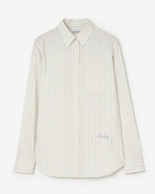 BURBERRY CLASSIC FIT STRIPED SILK COTTON SHIRT