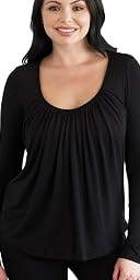 Women's Full Moon Top - Long Sleeve Scoop Neck Loose Fitting Top with Built in Shelf for Braless Wear