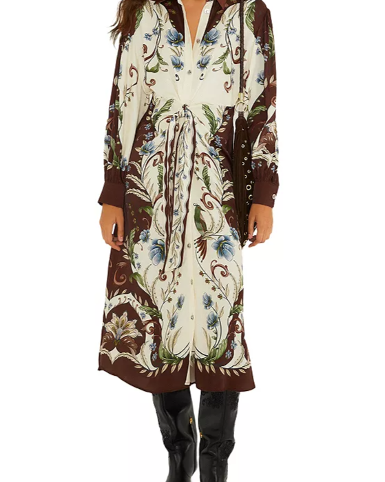 Millena Tie Front Midi Shirtdress