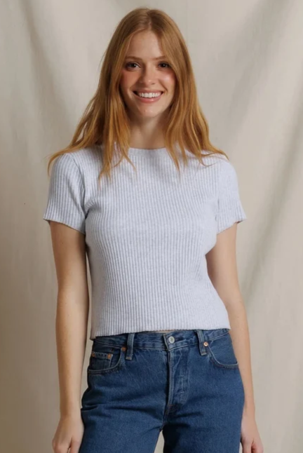 Isa Sweater Rib Crew Neck Short Sleeve