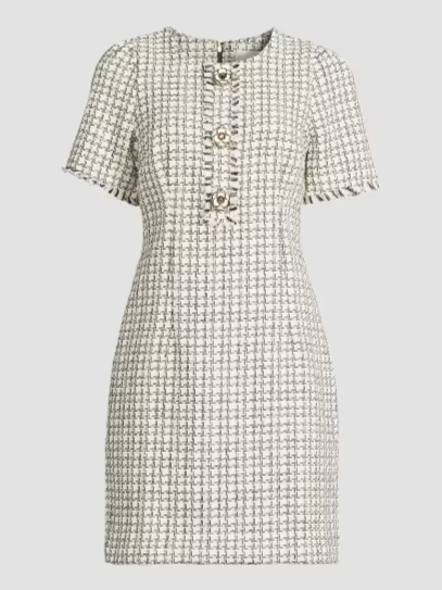 Brenda Houndstooth Bouclé Sheath Dress