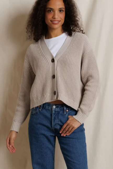 Greta 100% Cotton Rib V Neck Sweater