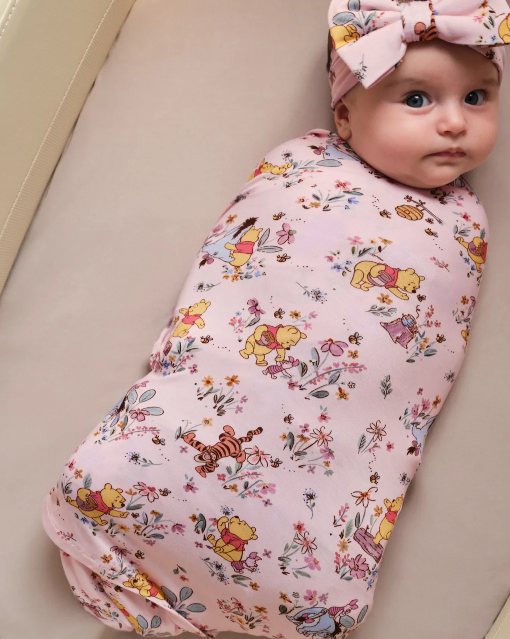 Disney Winnie The Pooh Garden Adventures Swaddle & Luxe Bow Headband Set