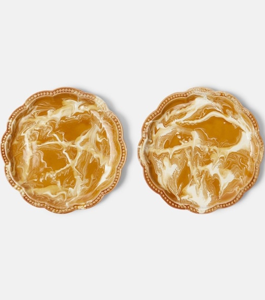 Marbled set of 2 ceramic dinner plates