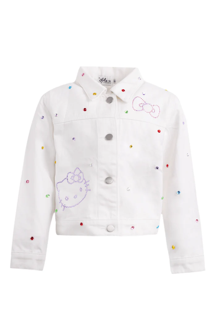 Hello Kitty® White Denim Rainbow Crystal Jacket