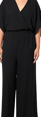 Women's Plus Blouson Sleeve Wide Leg Jumpsuit