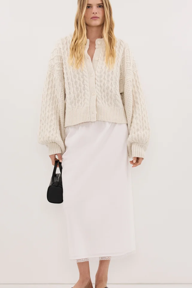 Carmen Ivory Cable Knit Cardigan