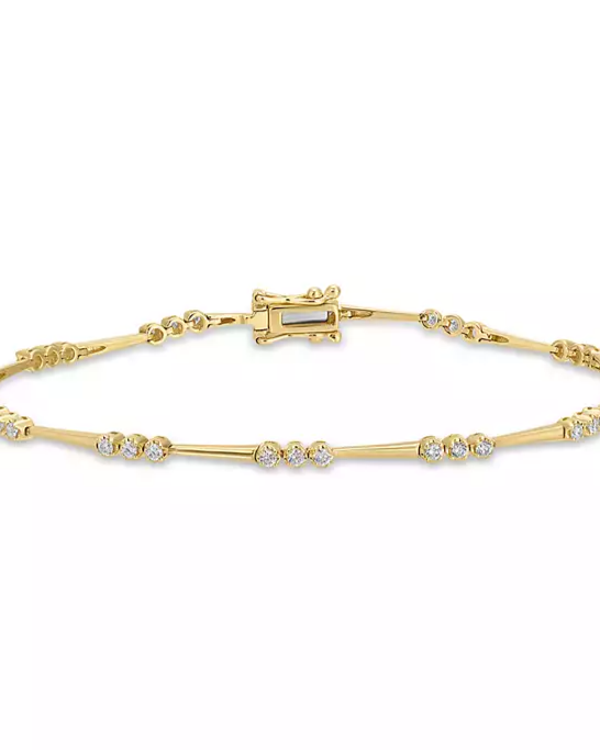 Crown Set Diamond Eternity Bracelet in 14K Yellow Gold, 0.48 tcw