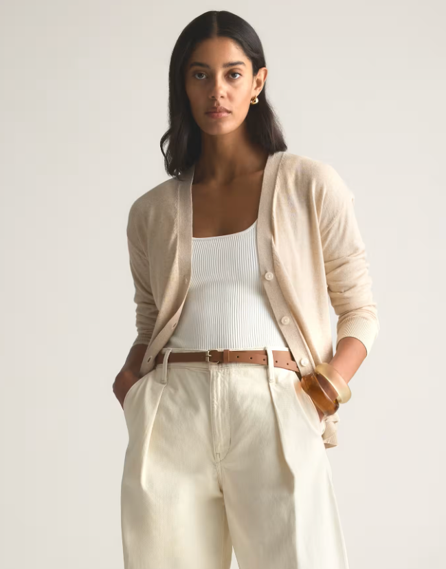 Quince Lightweight Cotton Cashmere Cardigan