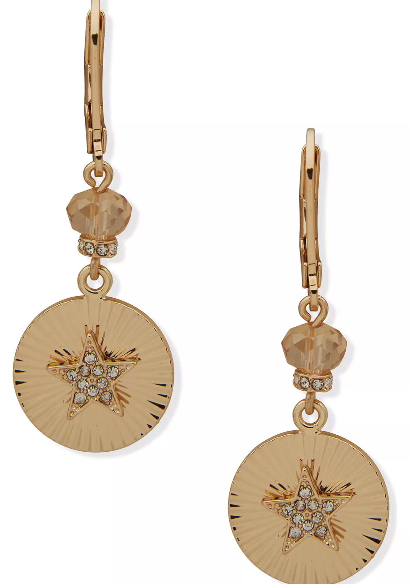 Gold Tone Ivory Pavé Star Drop Positive Vibes Every Day Earrings
