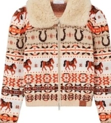 Stella McCartney Fair Isle Plush-Collar Wool Cardigan