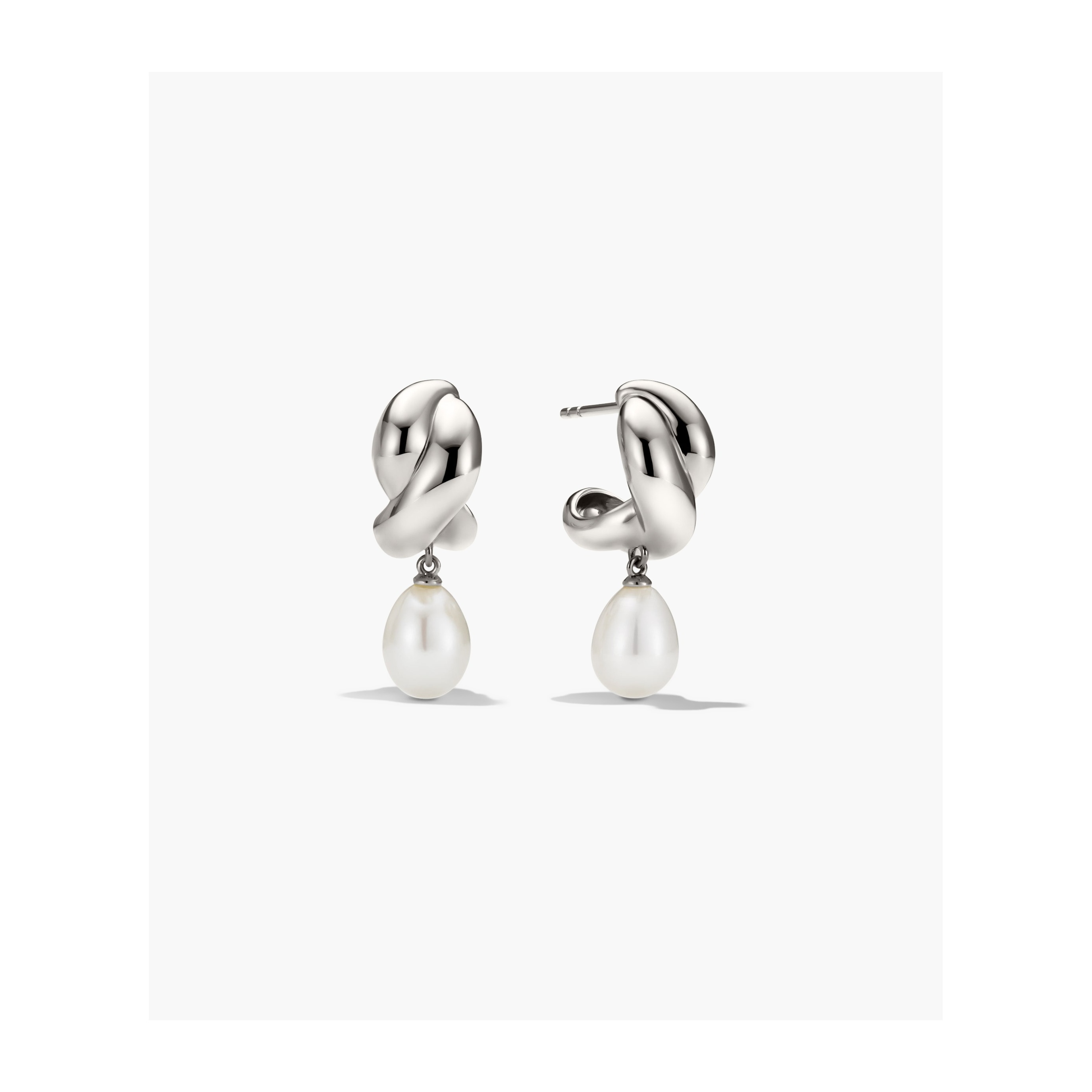 Brioche Pearl Drop Earring - Sterling Silver