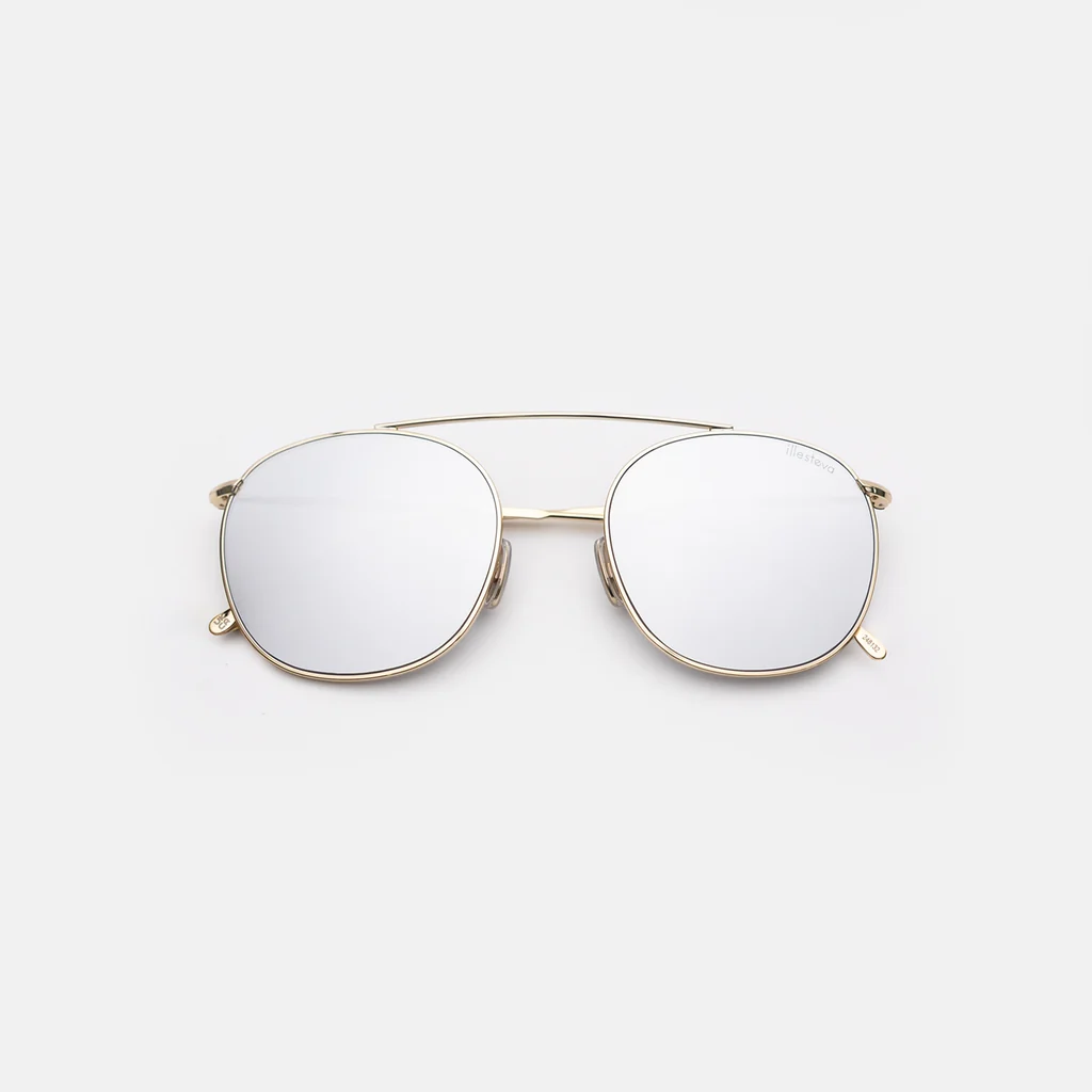 Mykonos II Sunglasses, Gold / Silver Flat Mirror