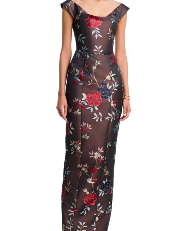 BLOOMINGDALE'S SAU LEE JOANNA JACQUARD BODYCON GOWN