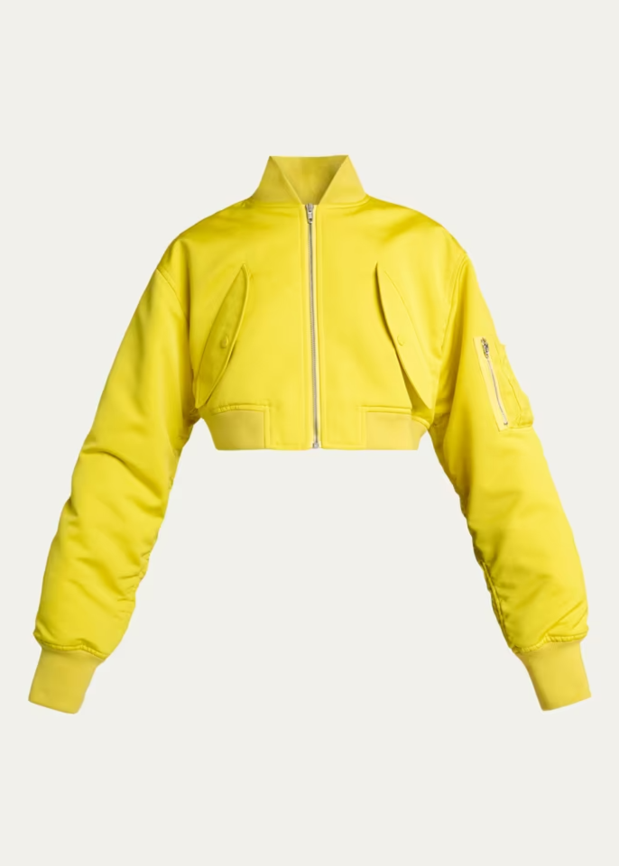 Technical Faille Crop Bomber Jacket